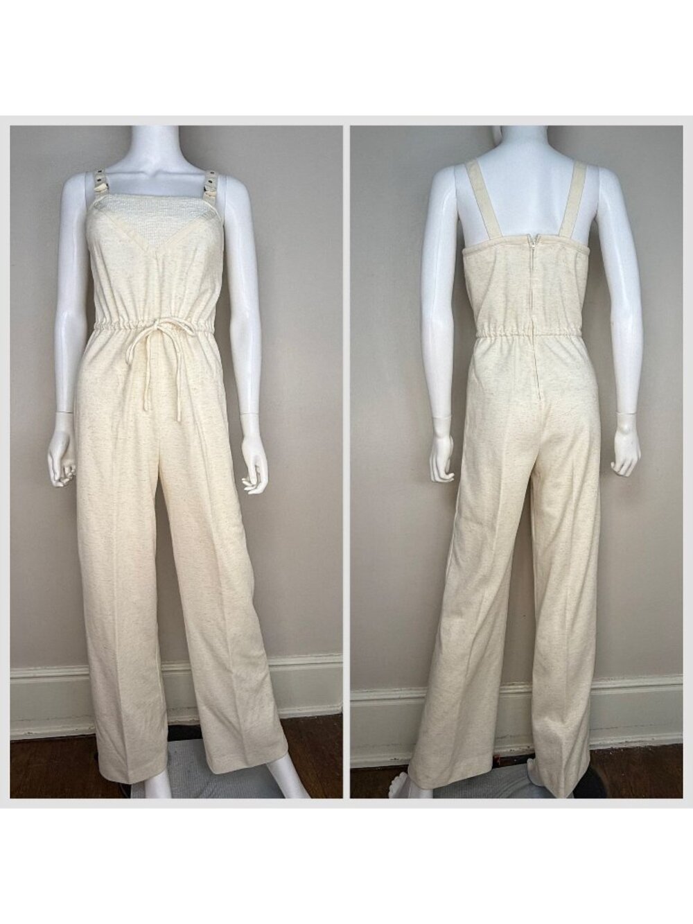 Vintage 1970s Cream Sleeveless Jumpsuit, Jerell of Texas Size XS